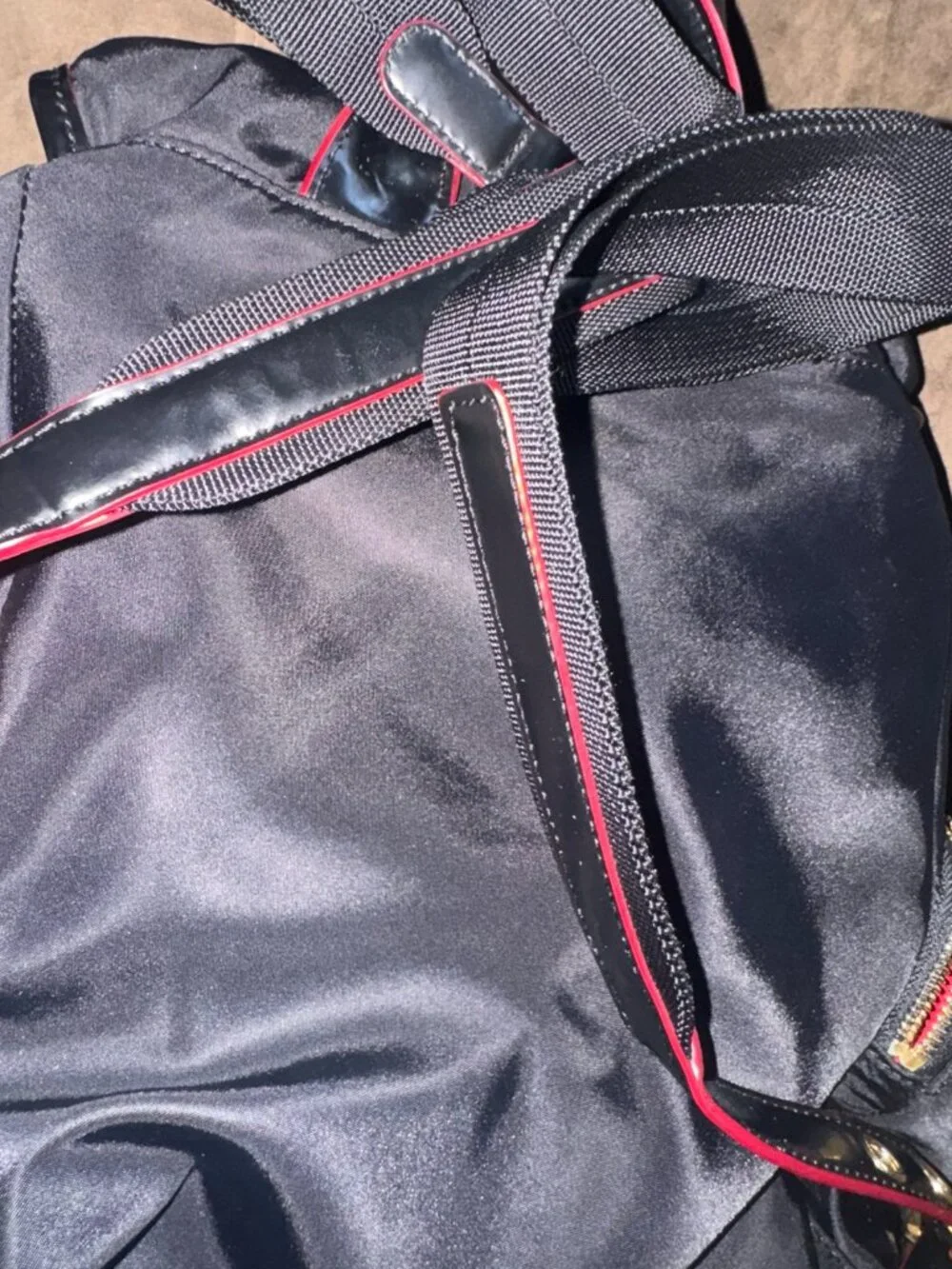 Stylish Black MZ Wallace nylon and leather backpack in excellent condition